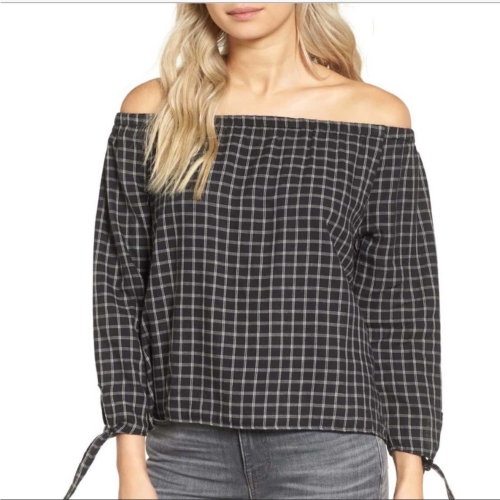 Madewell Plaid Off the Shoulder Top